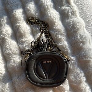 Valentino Black Crossbody Bag with Gold Chain